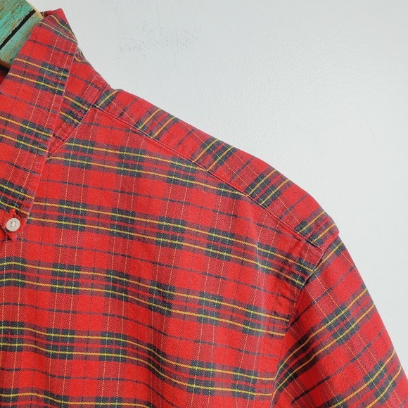 Ralph Lauren Red Plaid Yellow Pony Button-up Shirt - Picture 4 of 7